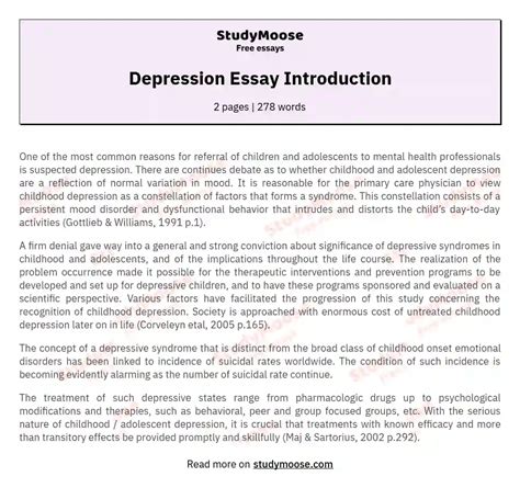 depression essay example